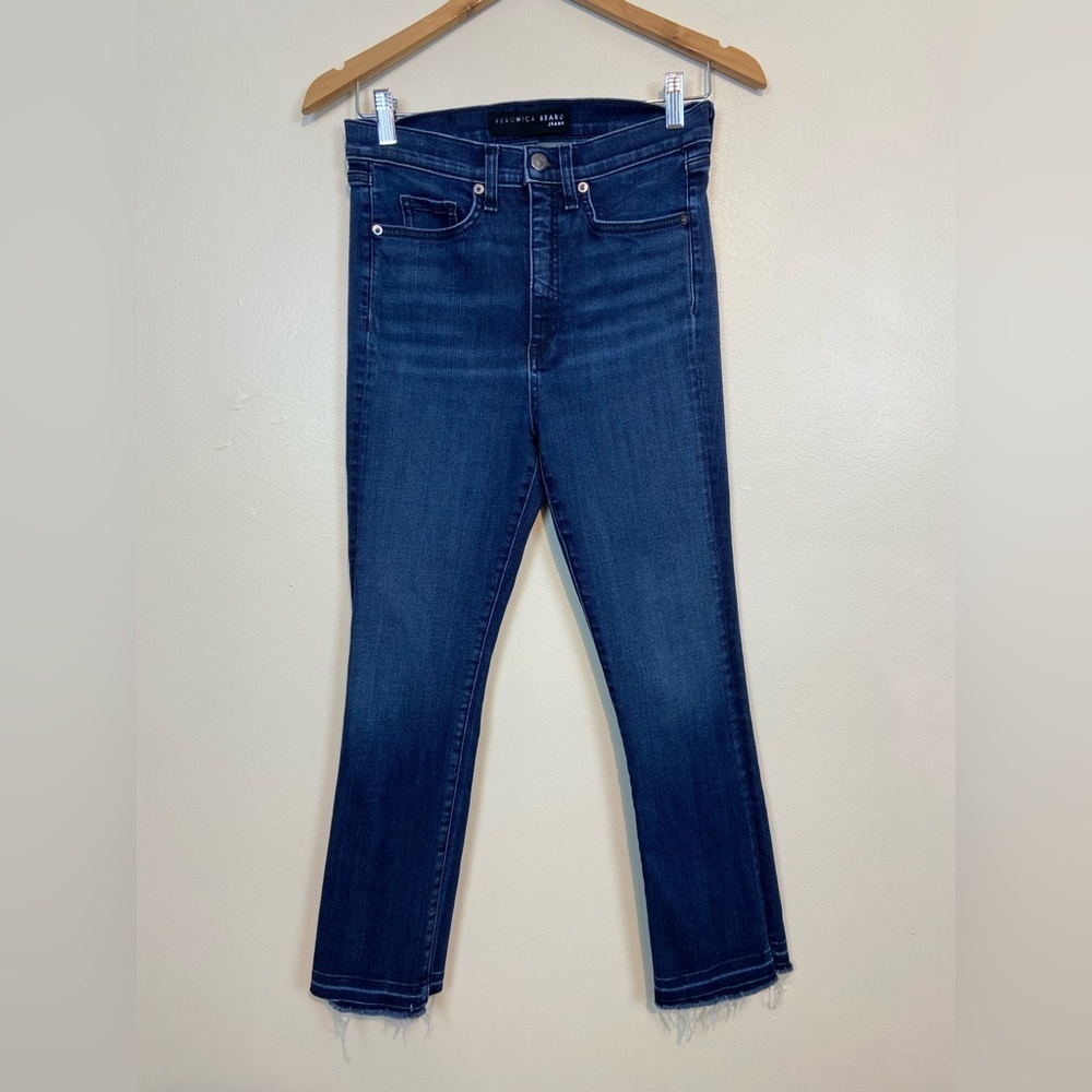 Veronica Beard Dark Blue Cropped Wide-Leg Jeans - Picture 3 of 8